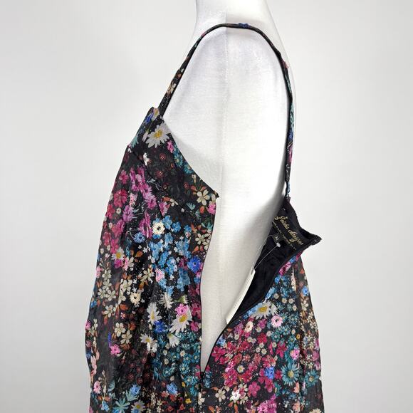 Anthropologie Geisha Designs Floral Organdy Midi Dress Size Medium Sequin Party - Picture 7 of 16